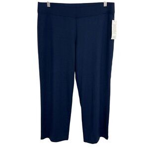 Eileen Fisher Women Petite Rayon Stretch Navy Pant Medium PM MP Wide Leg NWT New